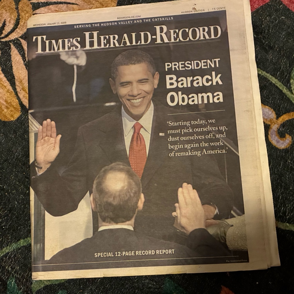Times herald record news paper Obama inauguration